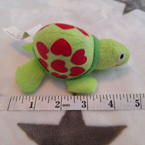 Green Turtle With Red Hearts On Shell Valentines Plush‎ Toy Stuffed Animal - Picture 6 of 6